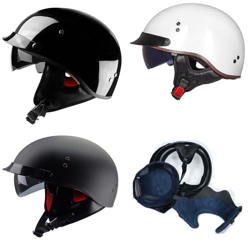 DOT Universal Motorcycle Half Helmet Open Face for Cruiser Biker Scooter