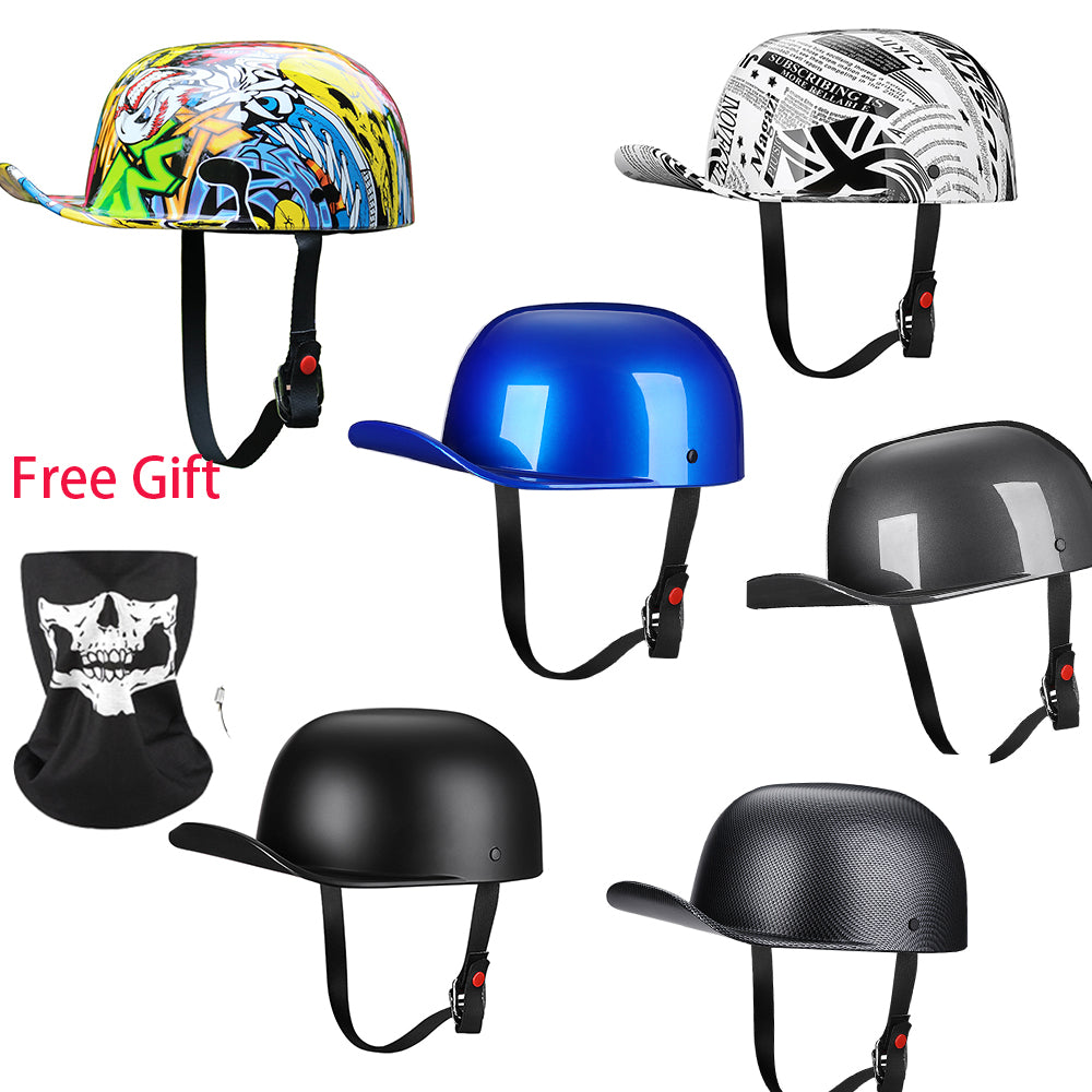 DOT Baseball Cap Vintage Motorcycle Half Helmet Chopper Cruiser Scooter Helmet