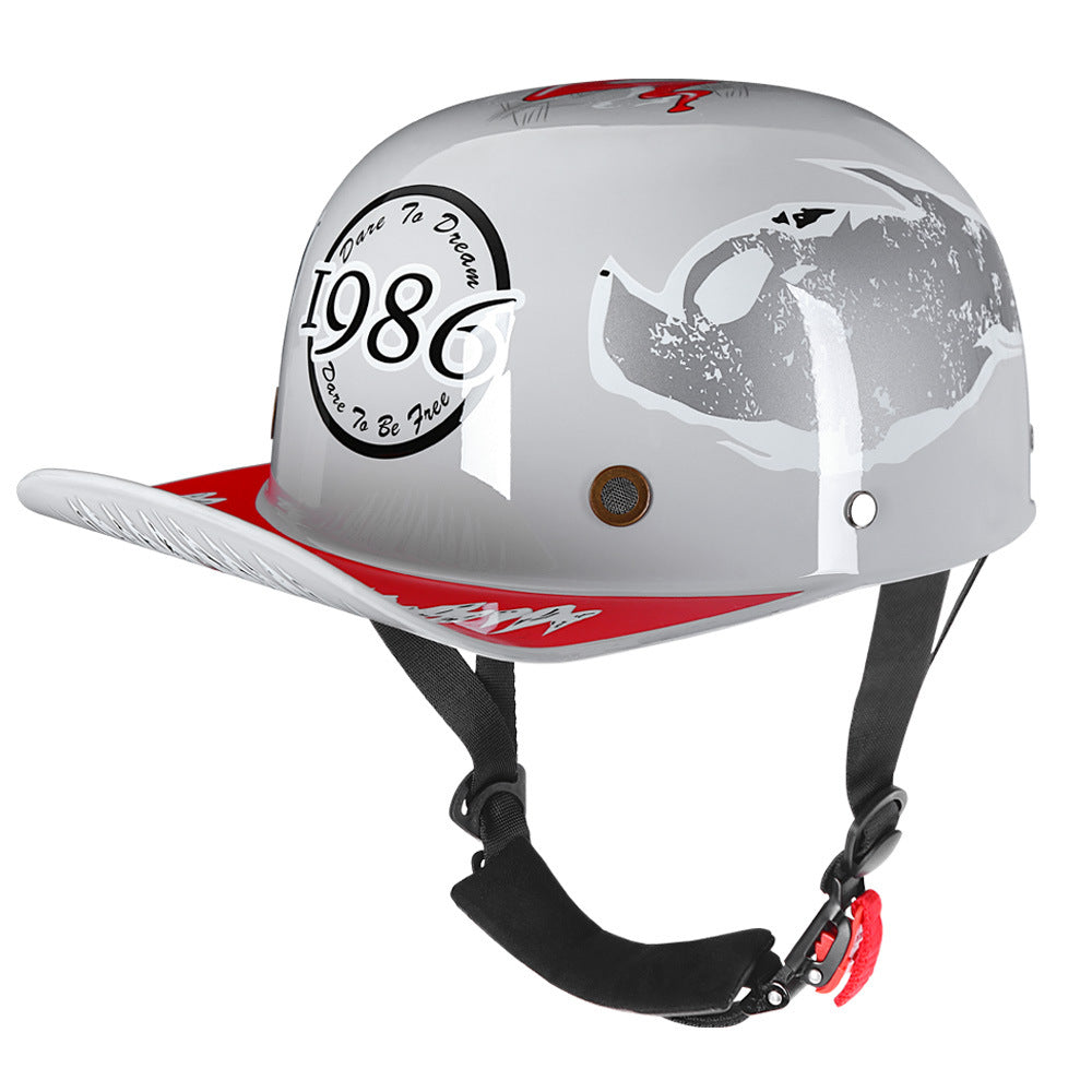 DOT Baseball Cap Vintage Motorcycle Half Helmet Chopper Cruiser Scooter Helmet