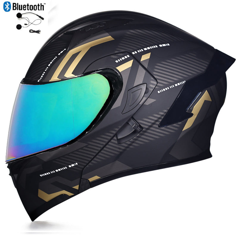 Bluetooth Motorcycle Helmet Full Face Dual Visor Flip Up Modular Helmet DOT