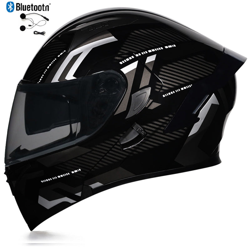 Bluetooth Motorcycle Helmet Full Face Dual Visor Flip Up Modular Helmet DOT