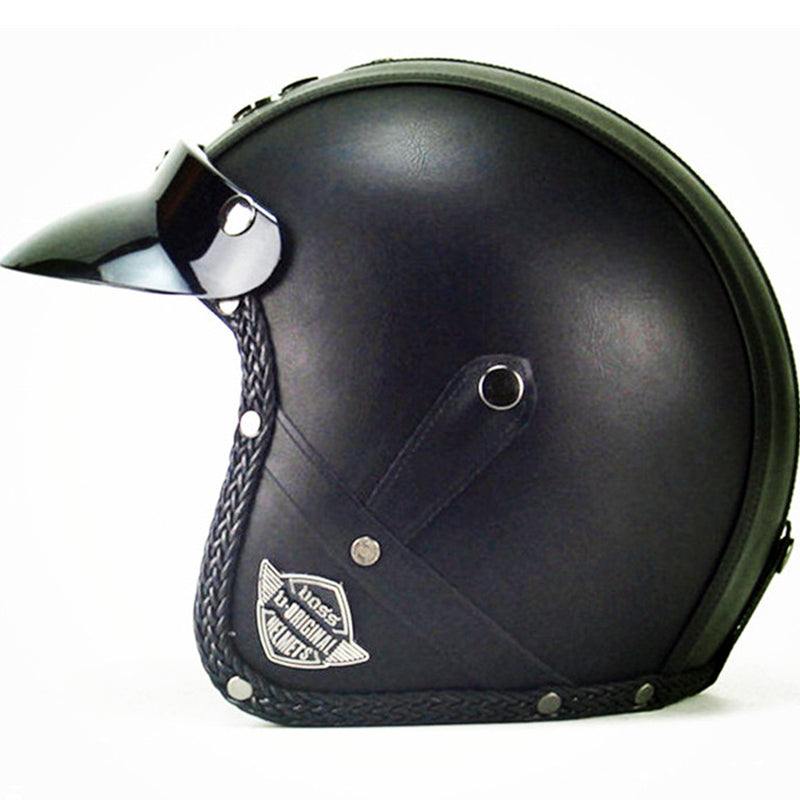 DOT PU leather Motorcycle Helmet Half Face Scooter Motorbike Helmets+Free Gloves