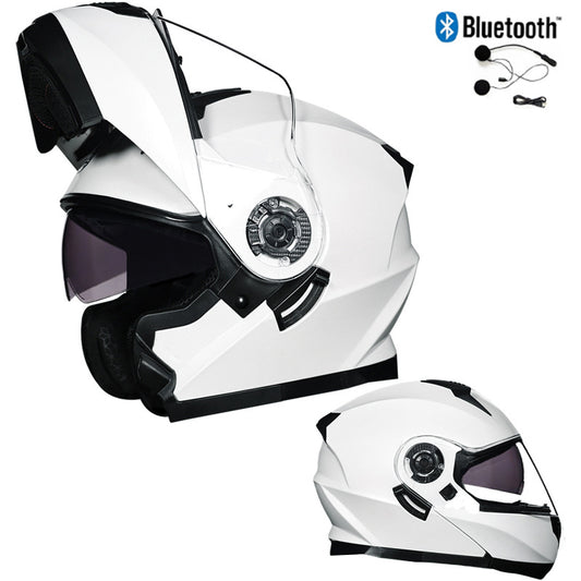 Bluetooth Motorcycle Helmet Modular Full Face Dual Visor Flip Up Helmet DOT