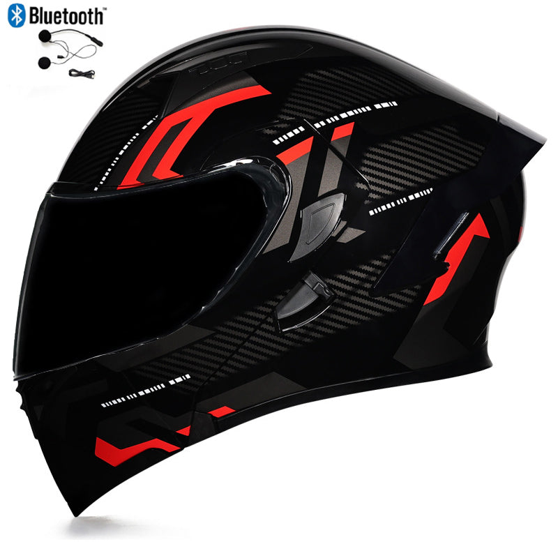 Bluetooth Motorcycle Helmet Full Face Dual Visor Flip Up Modular Helmet DOT