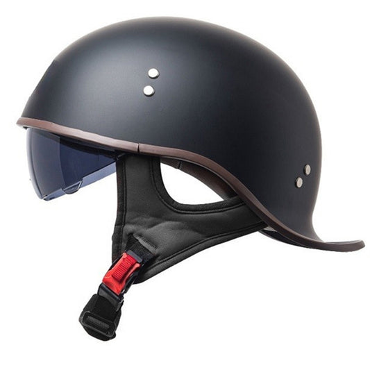 DOT Half Motorcycle Beanie Helmet Cap Skid Scooter Chopper Helmet W/Sun Visor