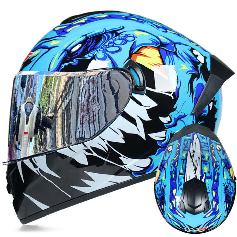DOT LVS Bluetooth Motorcycle Helmet Dual Len Full Face Off Road Motocross Helmet