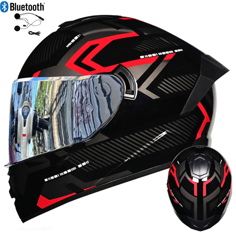 DOT LVS Bluetooth Motorcycle Helmet Dual Len Full Face Off Road Motocross Helmet