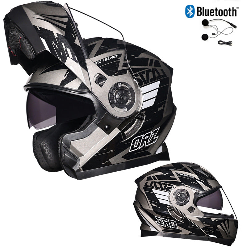 Bluetooth Motorcycle Helmet Modular Full Face Dual Visor Flip Up Helmet DOT