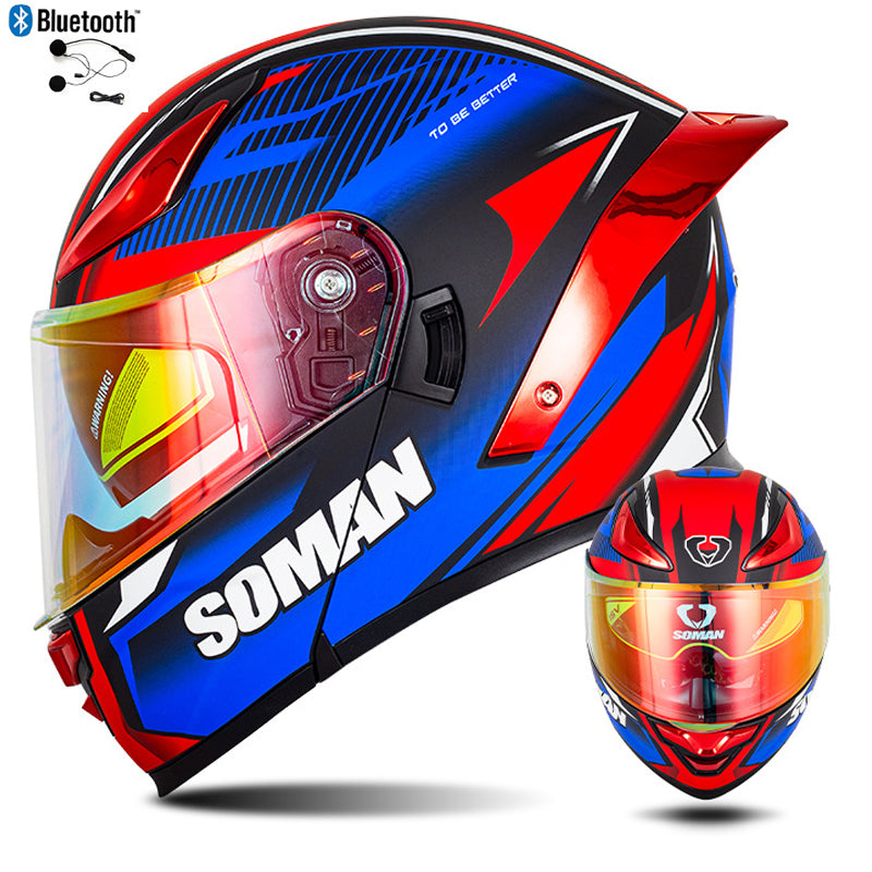 Bluetooth Flip Up Modular Motorcycle Helmet Lens Motorbike Scooter Helmet DOT
