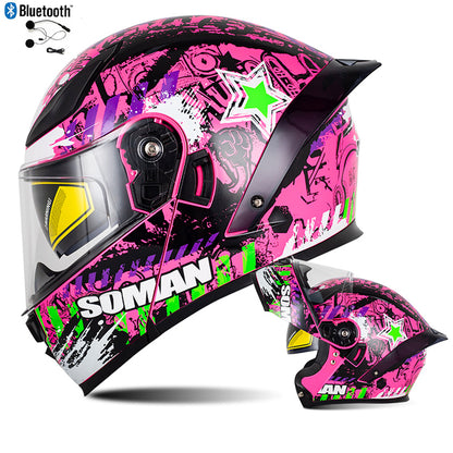 Bluetooth Flip Up Modular Motorcycle Helmet Lens Motorbike Scooter Helmet DOT