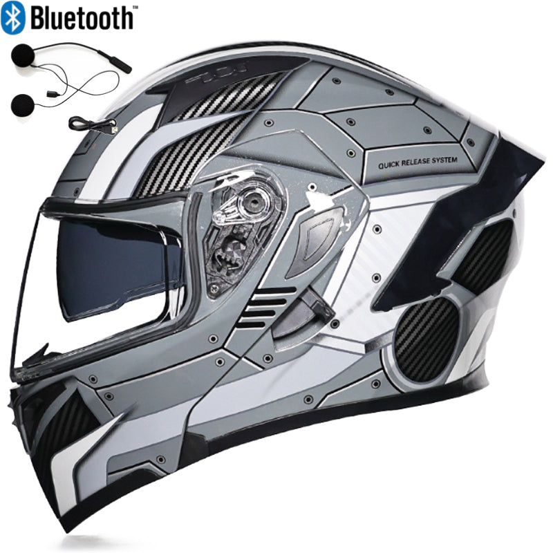 DOC Bluetooth Modular Flip Up Motorcycle Helmet Dual Lens Motorbike Helmet