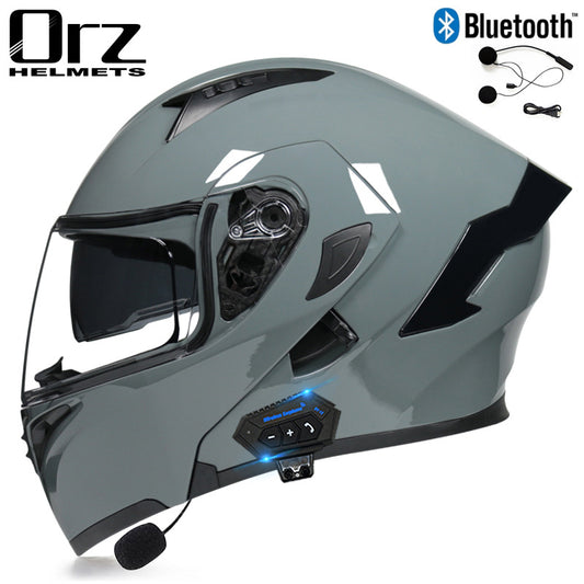 Bluetooth Motorcycle Helmet Full Face Dual Visor Flip Up Modular Helmet DOT