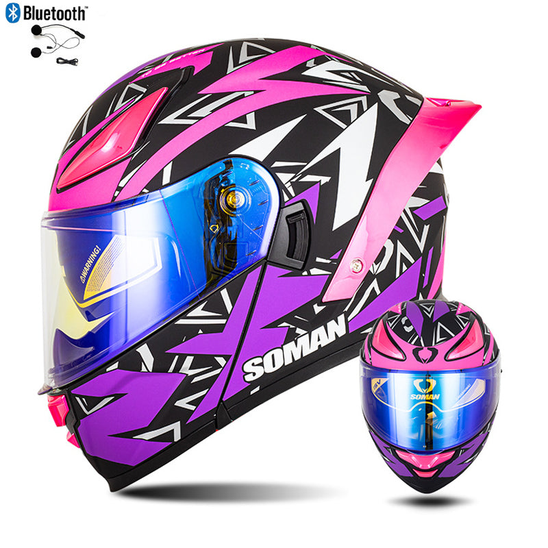 Bluetooth Flip Up Modular Motorcycle Helmet Lens Motorbike Scooter Helmet DOT