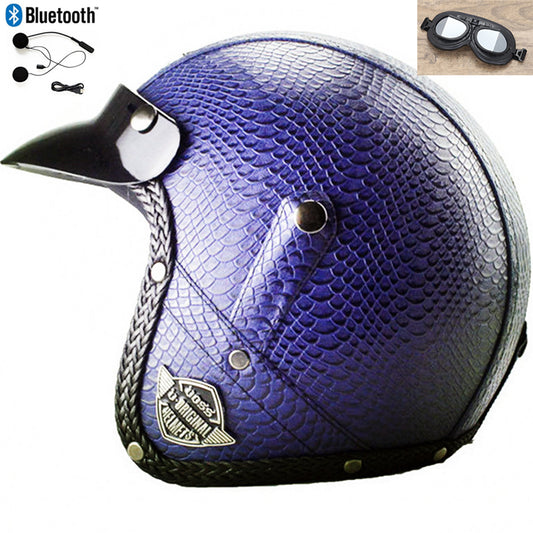 DOT PU leather Motorcycle Helmet Half Face Scooter Motorbike Helmets+Free Gloves