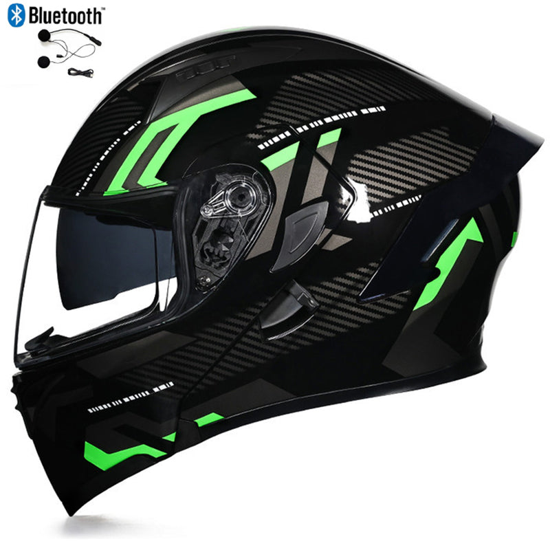 ORZ991 Bluetooth Motorcycle Helmet Full Face Dual Visor Flip Up Modular Helmet DOT