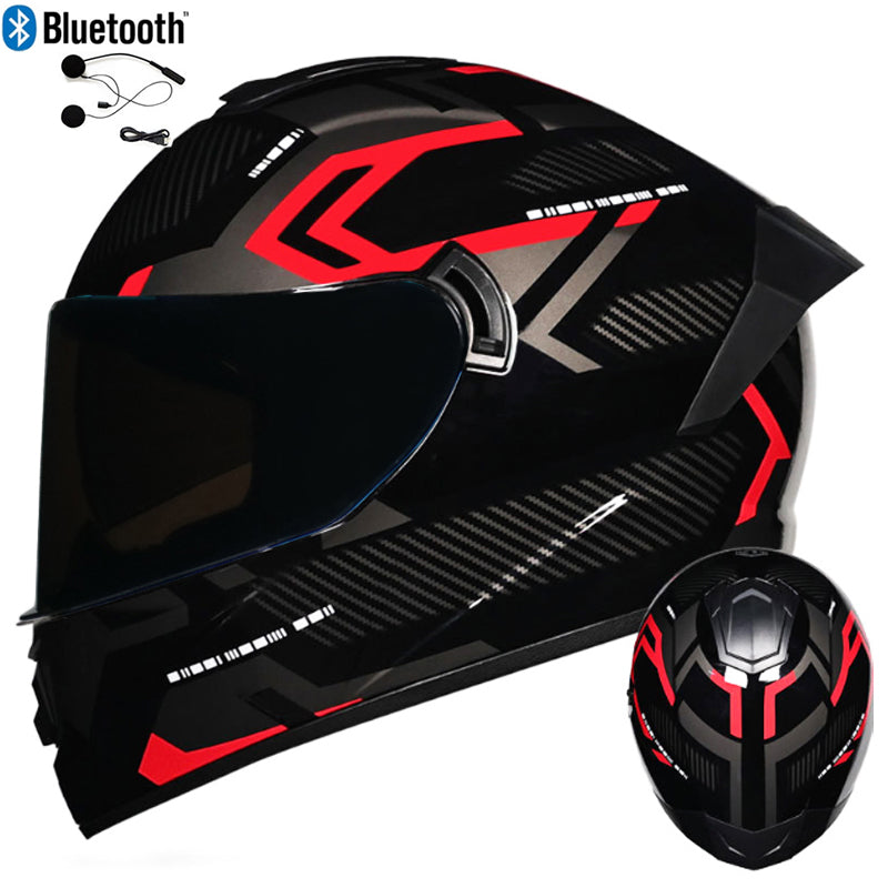 DOT LVS Bluetooth Motorcycle Helmet Dual Len Full Face Off Road Motocross Helmet