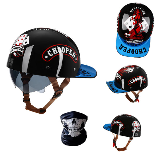 Retro Motorcycle Half Helmet Baseball Cap Scooter Bike Helmet with Sun Visor