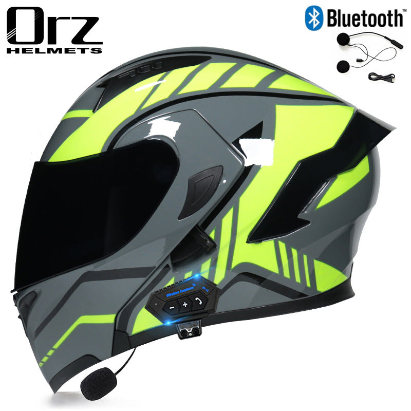 Bluetooth Headset Motorcycle Helmet Full Face Dual Visor Flip Up Helmet Dot