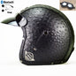 DOT PU leather Motorcycle Helmet Half Face Scooter Motorbike Helmets+Free Gloves