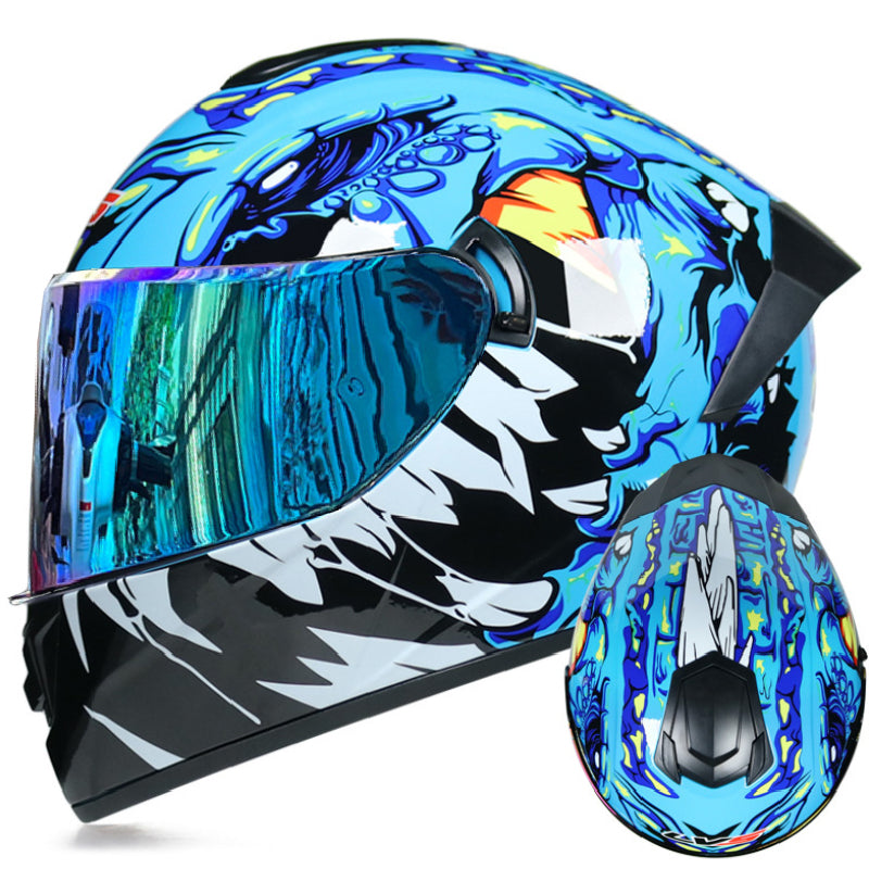 DOT LVS Bluetooth Motorcycle Helmet Dual Len Full Face Off Road Motocross Helmet