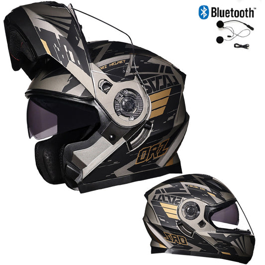 Bluetooth Motorcycle Helmet Modular Full Face Dual Visor Flip Up Helmet DOT