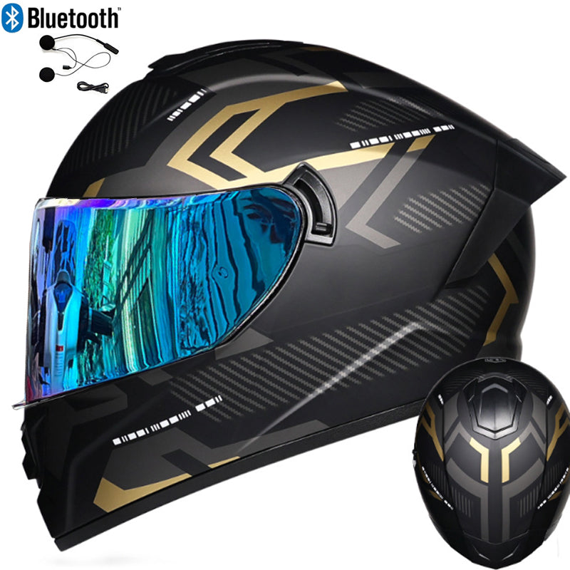 DOT LVS Bluetooth Motorcycle Helmet Dual Len Full Face Off Road Motocross Helmet