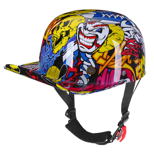 DOT Baseball Cap Vintage Motorcycle Half Helmet Chopper Cruiser Scooter Helmet