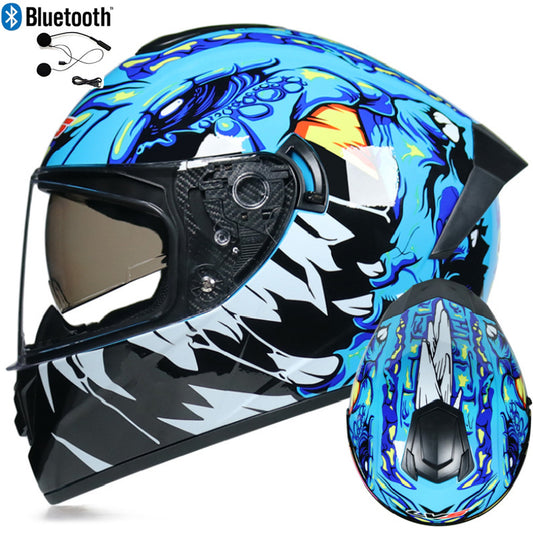 DOT LVS Bluetooth Motorcycle Helmet Dual Len Full Face Off Road Motocross Helmet