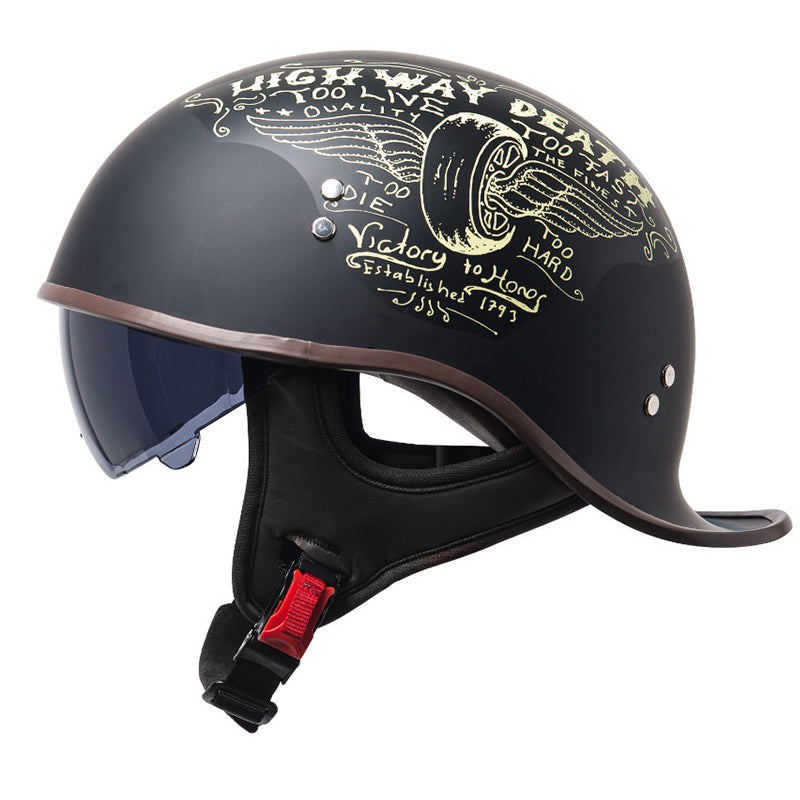 DOT Lightest Motorcycle Half Helmet W/Sun Visor Motorbike Bean Scooter Helmet