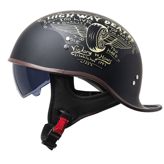 DOT Lightest Motorcycle Half Helmet W/Sun Visor Motorbike Bean Scooter Helmet