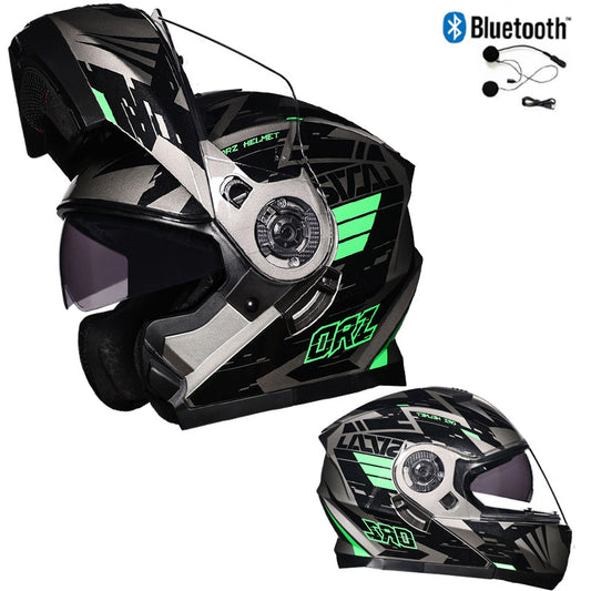 Bluetooth Motorcycle Helmet Modular Full Face Dual Visor Flip Up Helmet DOT