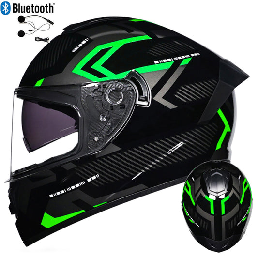 DOT LVS Bluetooth Motorcycle Helmet Dual Len Full Face Off Road Motocross Helmet