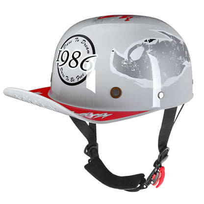 DOT Baseball Cap Vintage Motorcycle Half Helmet Chopper Cruiser Scooter Helmet