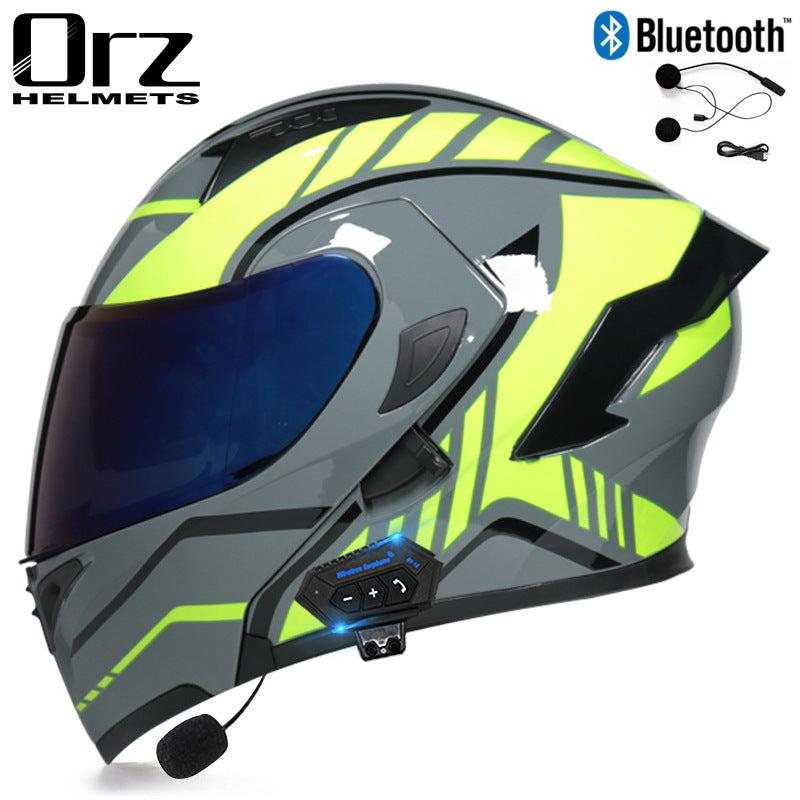 Bluetooth Headset Motorcycle Helmet Full Face Dual Visor Flip Up Helmet Dot