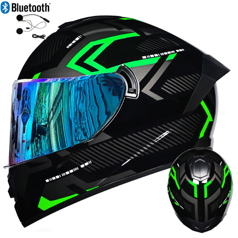 DOT LVS Bluetooth Motorcycle Helmet Dual Len Full Face Off Road Motocross Helmet
