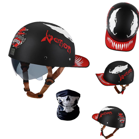Retro Motorcycle Half Helmet Baseball Cap Scooter Bike Helmet with Sun Visor
