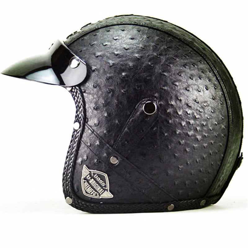 DOT PU leather Motorcycle Helmet Half Face Scooter Motorbike Helmets+Free Gloves