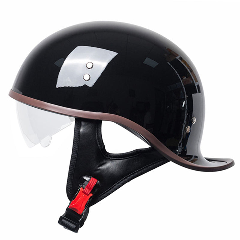 DOT Half Motorcycle Beanie Helmet Cap Skid Scooter Chopper Helmet W/Sun Visor