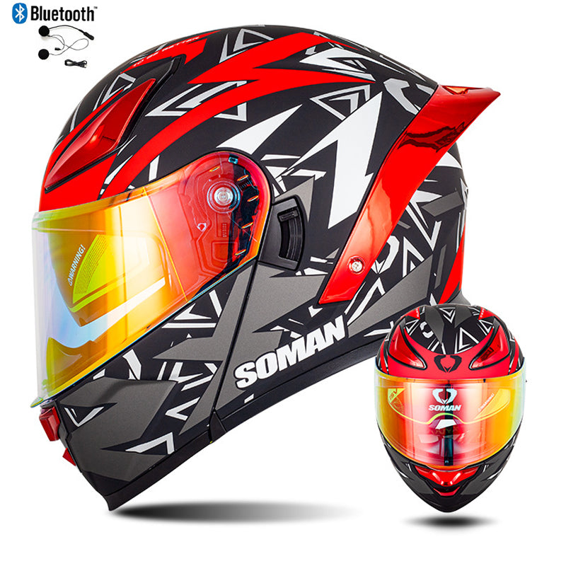 Bluetooth Flip Up Modular Motorcycle Helmet Lens Motorbike Scooter Helmet DOT