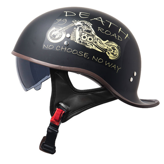 DOT Lightest Motorcycle Half Helmet W/Sun Visor Motorbike Bean Scooter Helmet