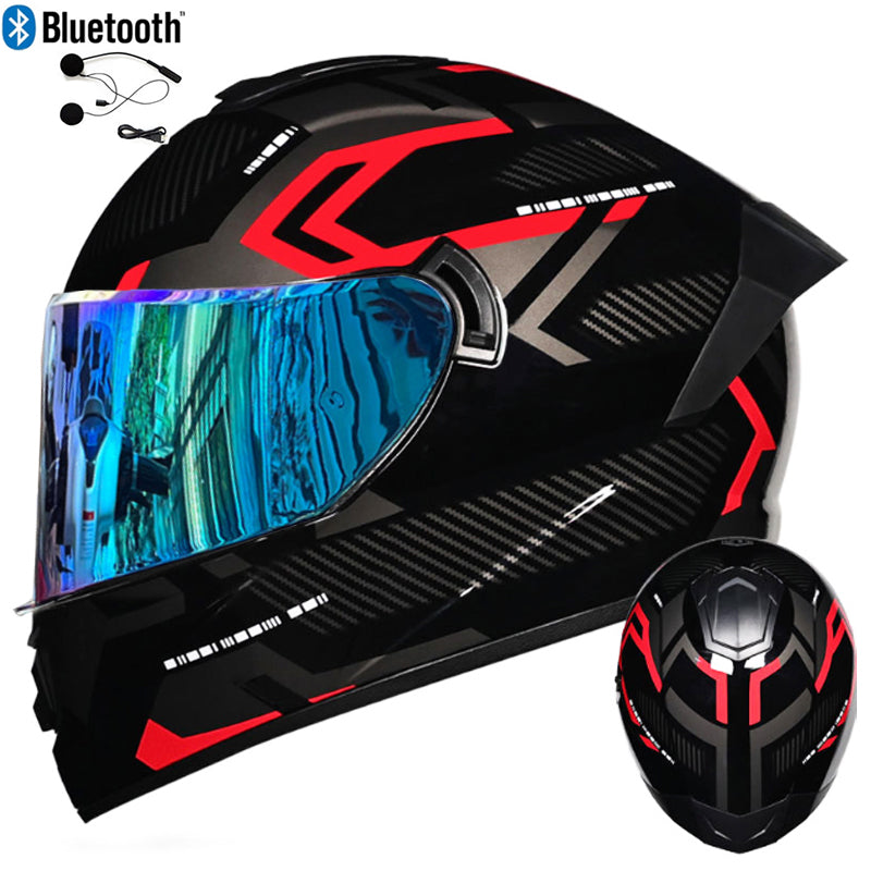 DOT LVS Bluetooth Motorcycle Helmet Dual Len Full Face Off Road Motocross Helmet