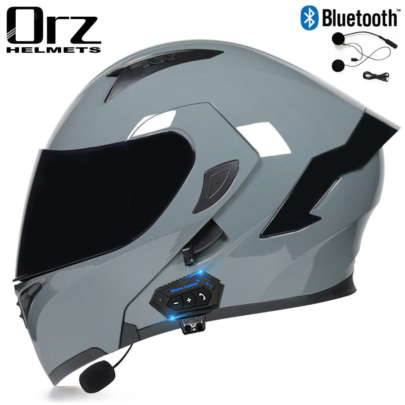 Bluetooth Motorcycle Helmet Full Face Dual Visor Flip Up Modular Helmet DOT