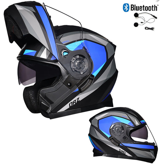 Bluetooth Motorcycle Helmet Modular Full Face Dual Visor Flip Up Helmet DOT