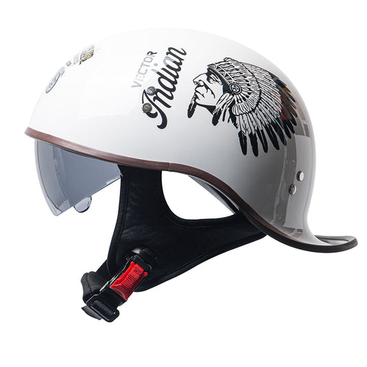 DOT Half Motorcycle Beanie Helmet Cap Skid Scooter Chopper Helmet W/Sun Visor