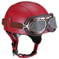 Vintage Leather Motorcycle Retro Half Helmet Scooter Cruiser+Free Goggles mask