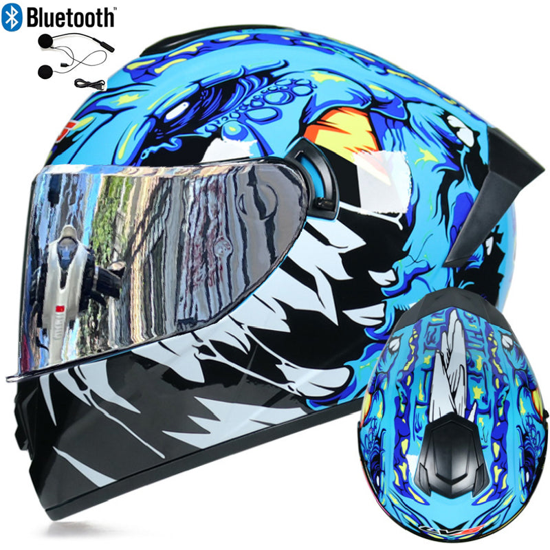 DOT LVS Bluetooth Motorcycle Helmet Dual Len Full Face Off Road Motocross Helmet