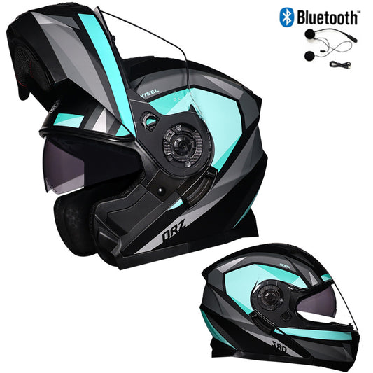 Bluetooth Motorcycle Helmet Modular Full Face Dual Visor Flip Up Helmet DOT