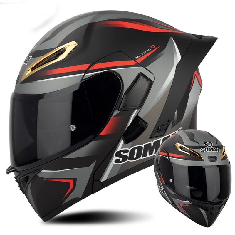 SOMAN DOT BLUETOOTH Flip Up Modular Motorcycle Helmet Dual Lens Full Face Helmet