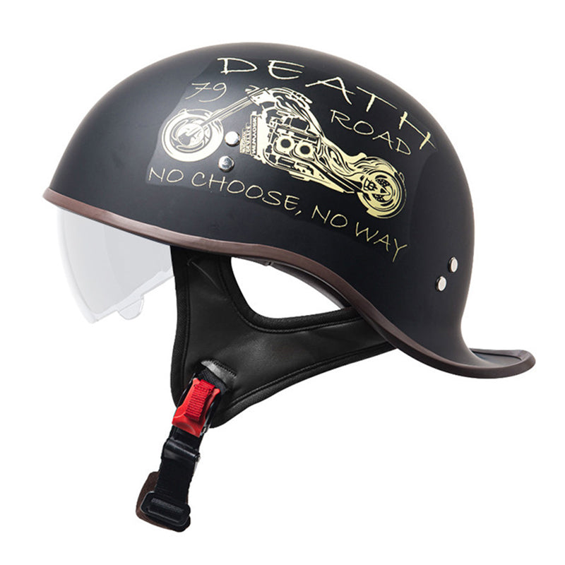 DOT Lightest Motorcycle Half Helmet W/Sun Visor Motorbike Bean Scooter Helmet