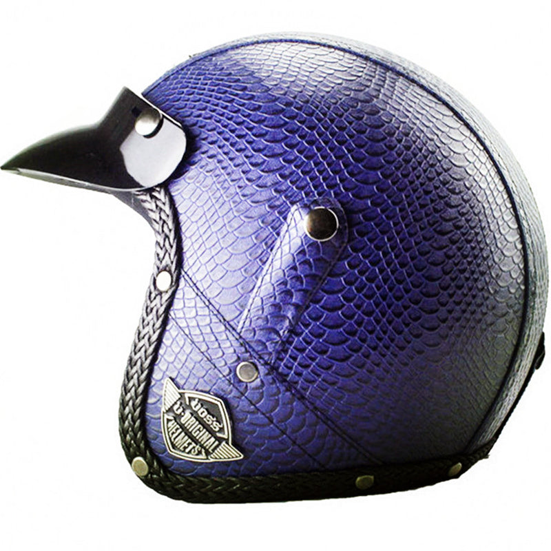 DOT PU leather Motorcycle Helmet Half Face Scooter Motorbike Helmets+Free Gloves